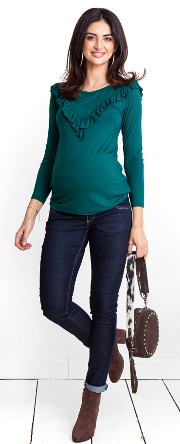 Těhotenská halenka Lulla green blouse (b1242f)