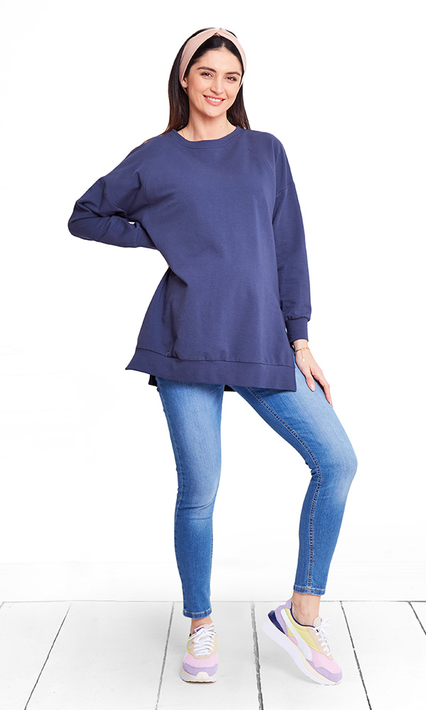 Těhotenská mikina Love navy sweatshirt (B1304b)