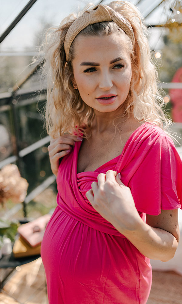 Těhotenské a kojící šaty Mummy hot pink dress (D1004a)