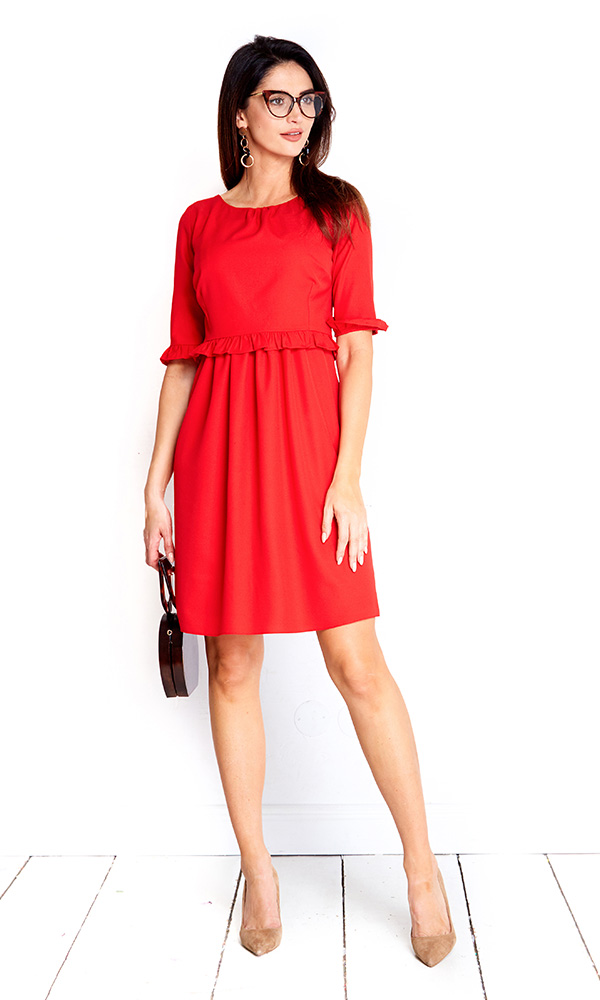 Těhotenské šaty Whisper red dress (d1037a)