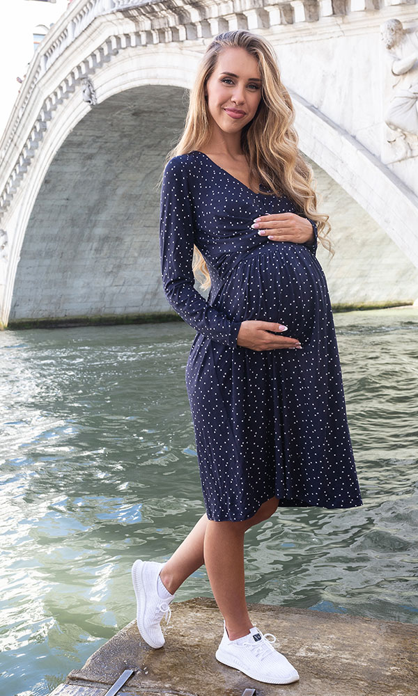 Těhotenské a kojící šaty Twisty sky (D1207B)