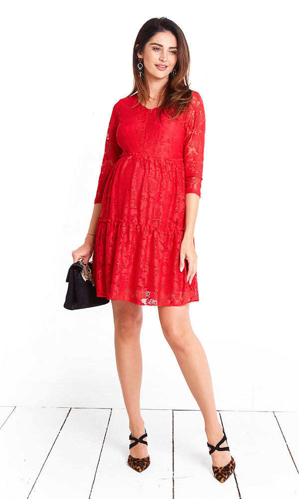 Těhotenské šaty Natalie red dress (d983d)