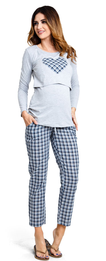 těhotenské_pyžamo_checky_pijama_(u053)